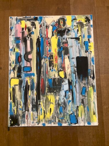 Grande Peinture 1980 Huile Sur Toile Abstrait  Art Hst Abstraction A Identifier
