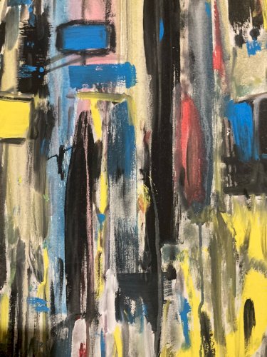 Grande Peinture 1980 Huile Sur Toile Abstrait  Art Hst Abstraction A Identifier