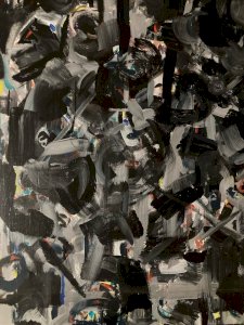 Grande Peinture 1980 Huile Sur Toile Abstrait  Hst Abstraction A Identifier Art