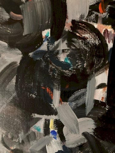 Grande Peinture 1980 Huile Sur Toile Abstrait  Hst Abstraction A Identifier Art