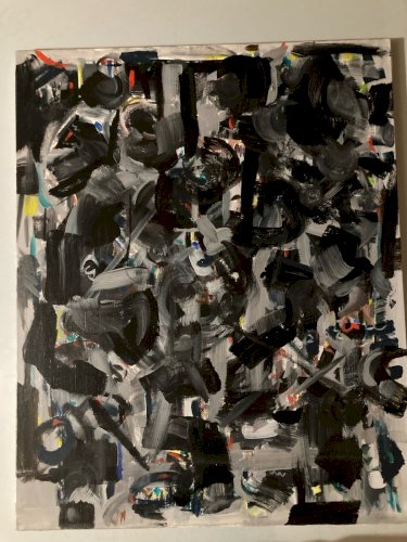 Grande Peinture 1980 Huile Sur Toile Abstrait  Hst Abstraction A Identifier Art