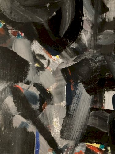 Grande Peinture 1980 Huile Sur Toile Abstrait  Hst Abstraction A Identifier Art