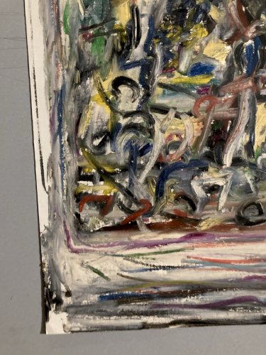 Grande Peinture Gouache Papier Abstrait Abstraction Lyrique 1980 Art Dessin XXe