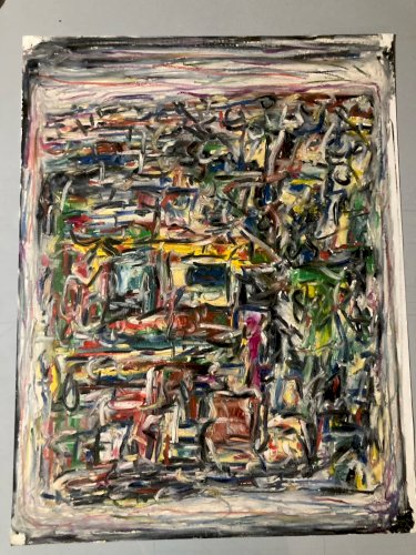 Grande Peinture Gouache Papier Abstrait Abstraction Lyrique 1980 Art Dessin XXe