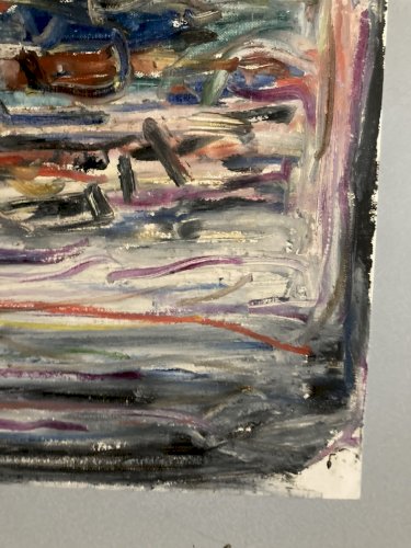 Grande Peinture Gouache Papier Abstrait Abstraction Lyrique 1980 Art Dessin XXe