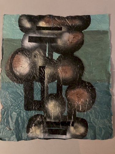 Grande Peinture Sur Papier Ladislas Kijno 1921 2012 Acrylique Aérosol Abstrait