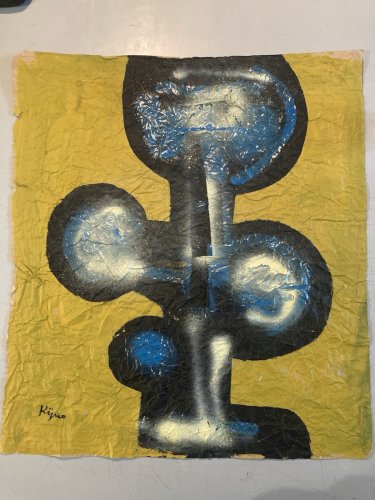 Grande Peinture Sur Papier Ladislas Kijno 1921 2012 Acrylique Aérosol Abstrait