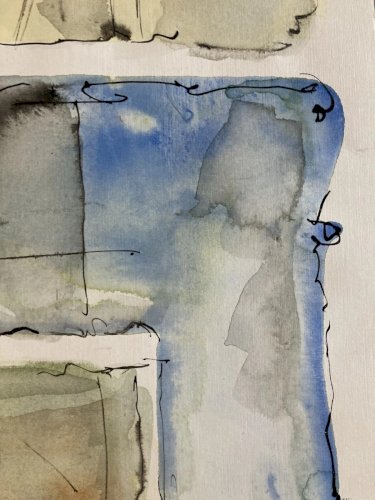 Grande Peinture Sur Papier Pierre Kallos Abstrait Abstraction Art 1985 Aquarelle