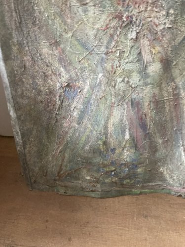 Grande Peinture Sur Zinc Metal Plaque Hsp Circa 1950 Portrait Femme Art Ancien