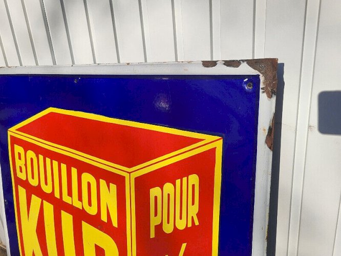 GRANDE PLAQUE PUBLICITAIRE EMAILLEE ANCIENNE BOUILLON KUB 1930