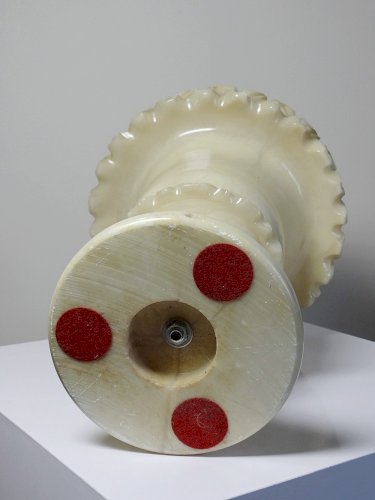 Grande potiche médicis en albatre/marbre jaunâtre style belle époque