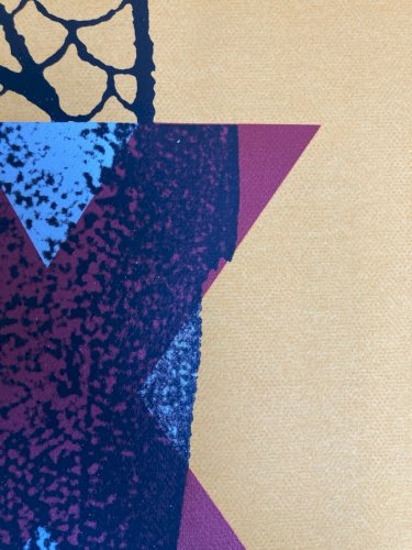 Grande Sérigraphie 1990 Poisson Pêche Jaune A Identifier Papier Estampe