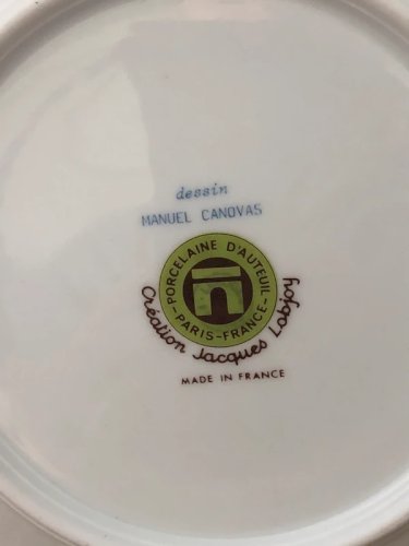 Grande soucoupe rétro vintage en porcelaine d Auteuil création Jacques Lobjoy