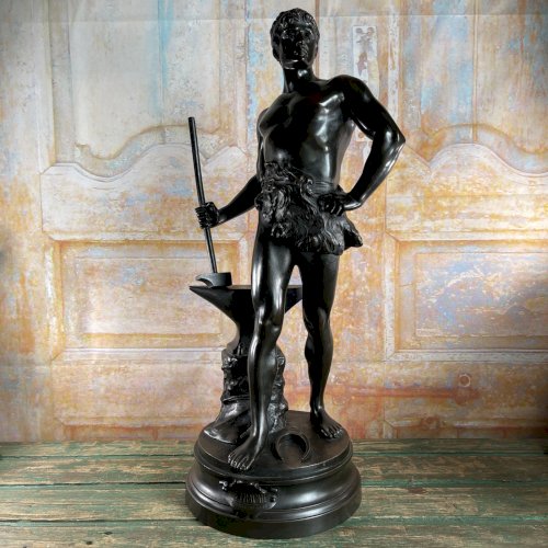Grande Statue d’Art Ancienne en Bronze Signée MAURICE CONSTANT 60 Cm Le FORGERON
