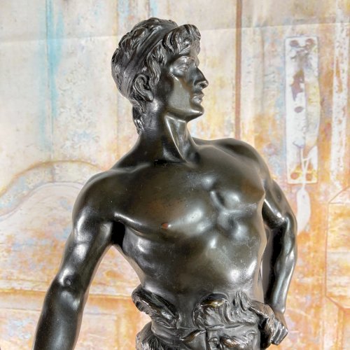 Grande Statue d’Art Ancienne en Bronze Signée MAURICE CONSTANT 60 Cm Le FORGERON