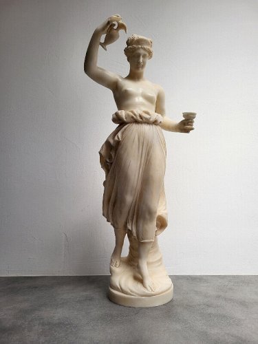 GRANDE STATUE EN ALBATRE HEBE D'APRES ANTONIO CANOVA
