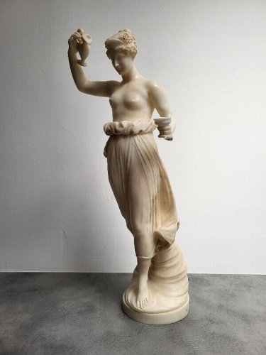 GRANDE STATUE EN ALBATRE HEBE D'APRES ANTONIO CANOVA