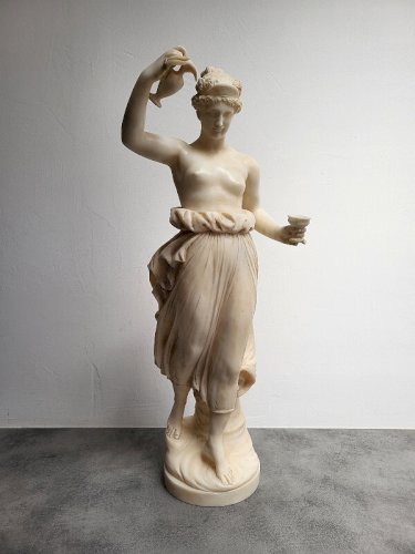 GRANDE STATUE EN ALBATRE HEBE D'APRES ANTONIO CANOVA