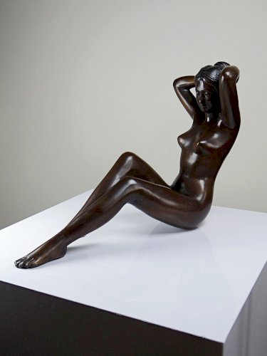 Grande statuette femme nue, Vénus en bronze de charme vintage