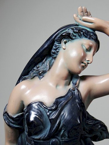 Grande statuette platre ou composite vintage/ancienne façon bronze art nouveau