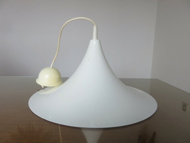 GRANDE SUSPENSION TROMPETTE BLANCHE  AMILUX  ANNEES 70 VINTAGE