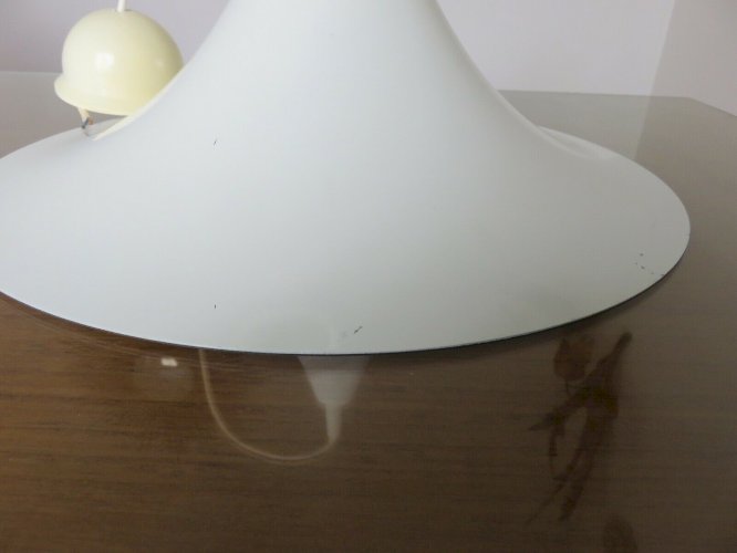 GRANDE SUSPENSION TROMPETTE BLANCHE  AMILUX  ANNEES 70 VINTAGE