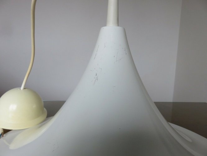 GRANDE SUSPENSION TROMPETTE BLANCHE  AMILUX  ANNEES 70 VINTAGE