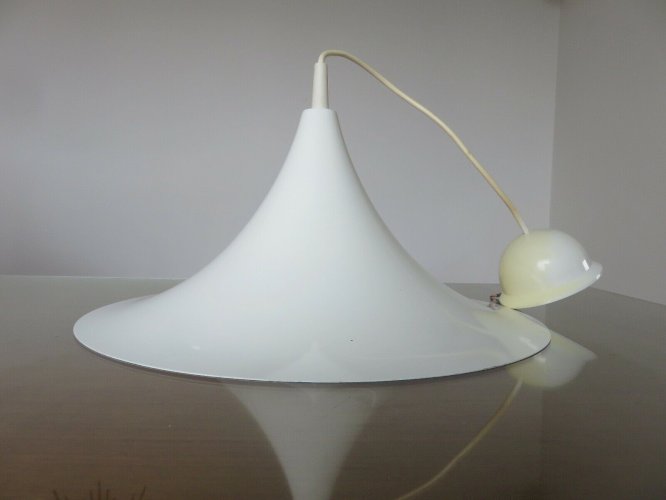 GRANDE SUSPENSION TROMPETTE BLANCHE  AMILUX  ANNEES 70 VINTAGE