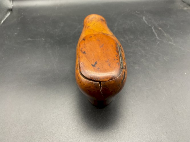 Grande tabatière chaussure sabot bois sculpté Art Populaire snuffbox XIXème