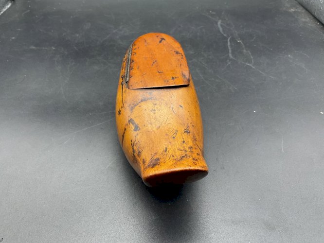 Grande tabatière chaussure sabot bois sculpté Art Populaire snuffbox XIXème