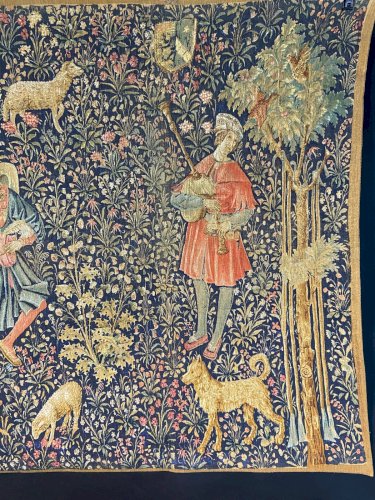 Grande tapisserie 190x110 style XVe La Danse par Artis Flora Musée du Louvres