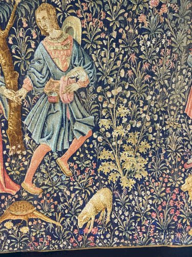 Grande tapisserie 190x110 style XVe La Danse par Artis Flora Musée du Louvres