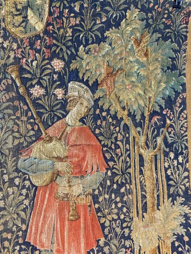 Grande tapisserie 190x110 style XVe La Danse par Artis Flora Musée du Louvres