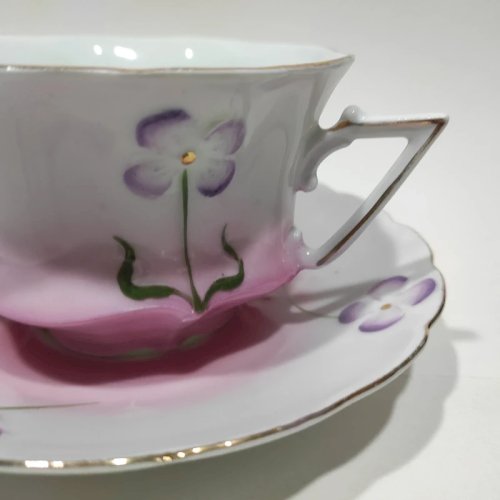 Grande tasse à thé ou chocolat ancienne, en porcelaine, Art-nouveau
