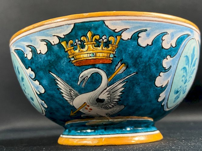 Grande tasse déjeuner à anse fleur de lys faïence Blois Bruneau Balon Ulysse