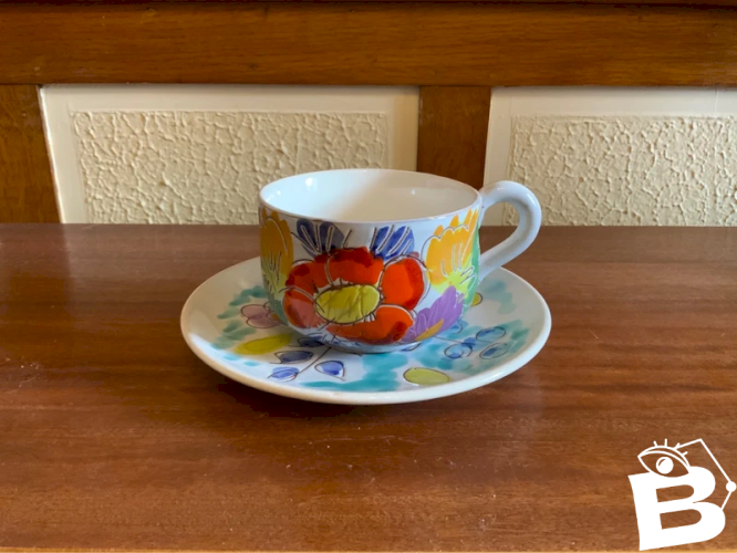 Grande tasse en grès émaillé vintage