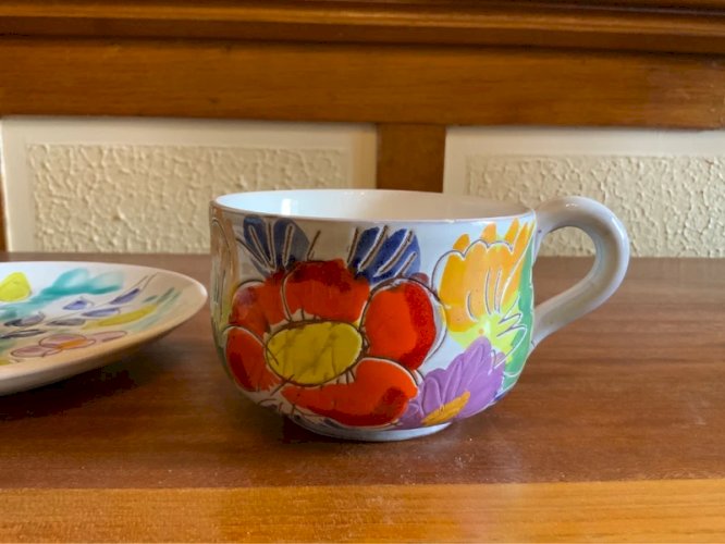 Grande tasse en grès émaillé vintage