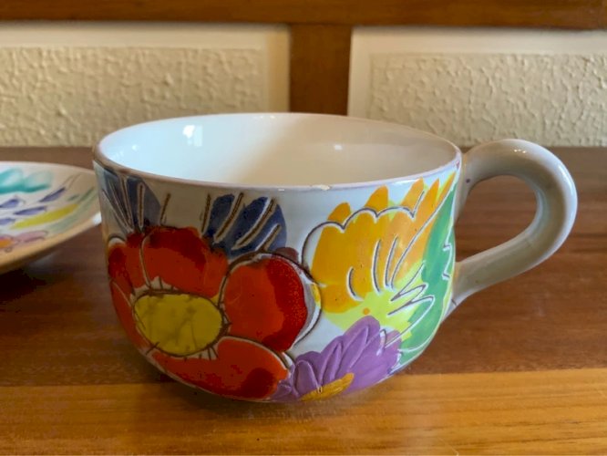 Grande tasse en grès émaillé vintage