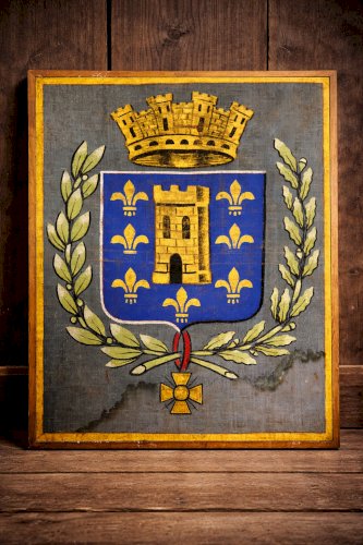 Grande Tenture Héraldique Fleur de Lys 108cm – Décor Château Médiéval Blason Roy