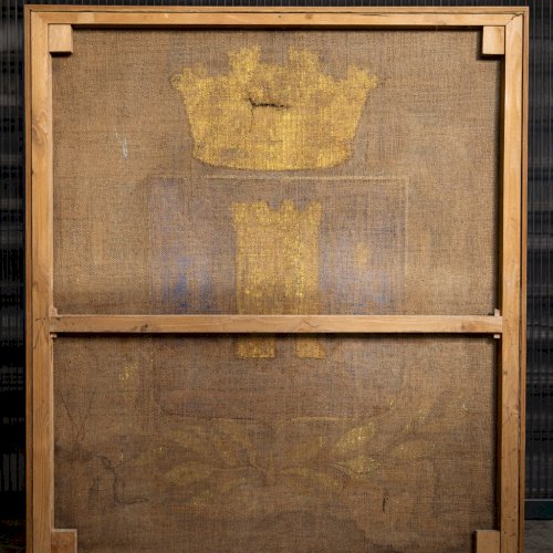 Grande Tenture Héraldique Fleur de Lys 108cm – Décor Château Médiéval Blason Roy