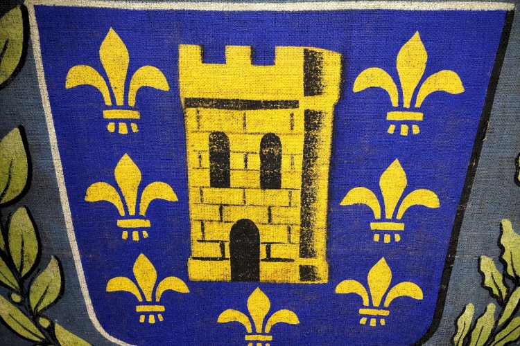 Grande Tenture Héraldique Fleur de Lys 108cm – Décor Château Médiéval Blason Roy