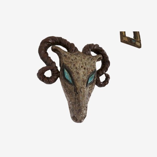 GRANDE TETE DE BELIER PSYCHEDELIQUE CERAMIQUE DECORATION MURALE ANNEES 60 70 