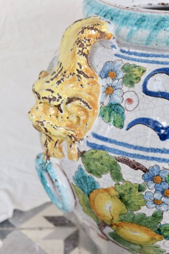 Grande urne à citrons en céramique émaillée