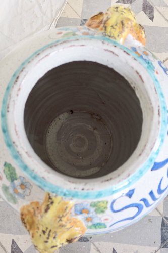 Grande urne à citrons en céramique émaillée