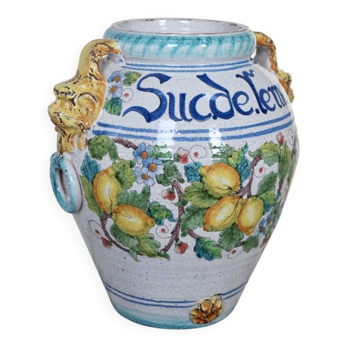 Grande urne à citrons en céramique émaillée