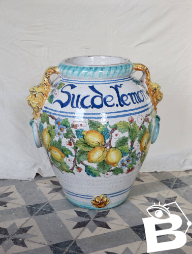 Grande urne à citrons en céramique émaillée