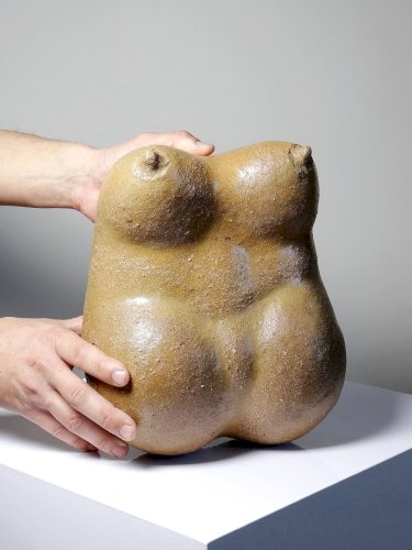 Grande Vénus sculpturale en grès, buste de femme, vintage signé, vintage 90
