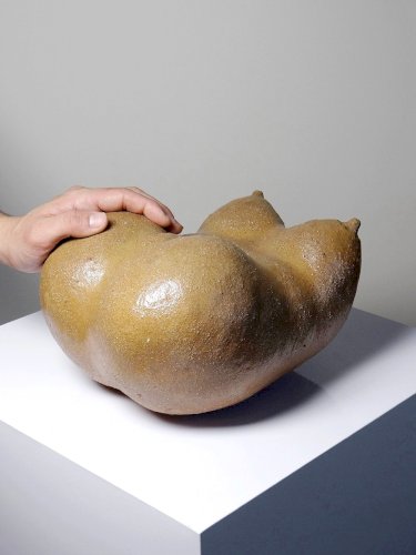 Grande Vénus sculpturale en grès, buste de femme, vintage signé, vintage 90