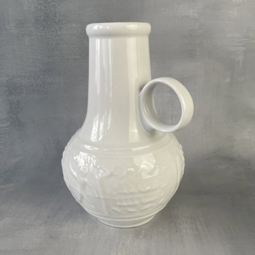 Grande verseuse pichet carafe jug élégante porcelaine blanche à décor égyptien