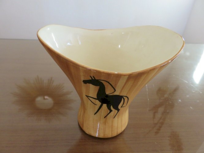 GRANDJEAN JOURDAN VALLAURIS VASE EN CERAMIQUE FORME LIBRE SIGNE ASPECT FAUX BOIS